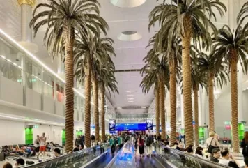 Interior of Dubai International Airport (DXB), highlighting nearby access to commercial space for rent in Dubai, UAE.